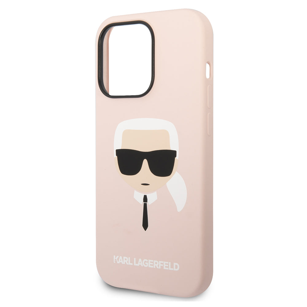 Futrola MagSafe za Apple iPhone 14 Pro, Karl Lagerfeld, Silikonska Karl Head, Roze