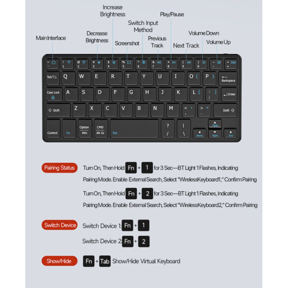 Univerzalna futrola sa Bluetooth tastaturom za telefon, DUX DUCIS, crna
