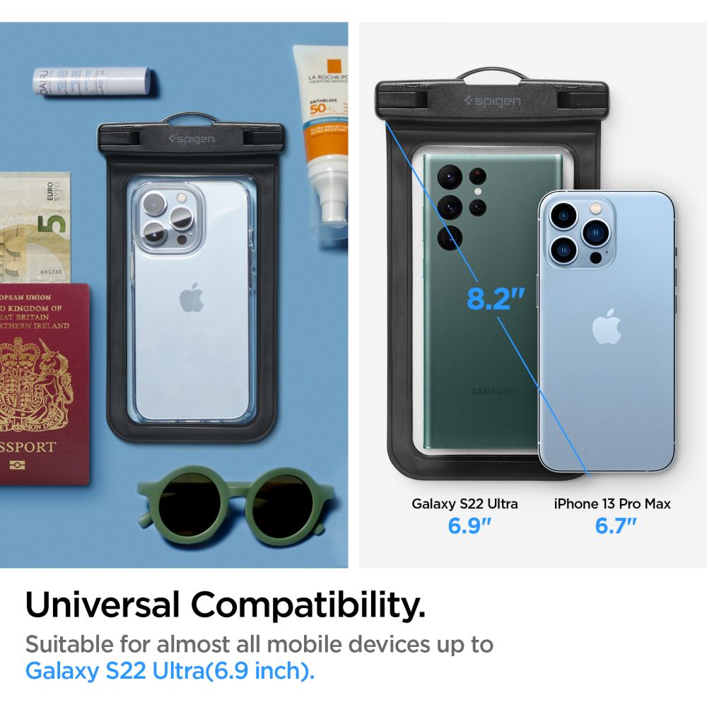 Univerzalna Vodootporna Futrola za Telefon 3.5inch - 7inch, Spigen, A601, Crna AMP04525