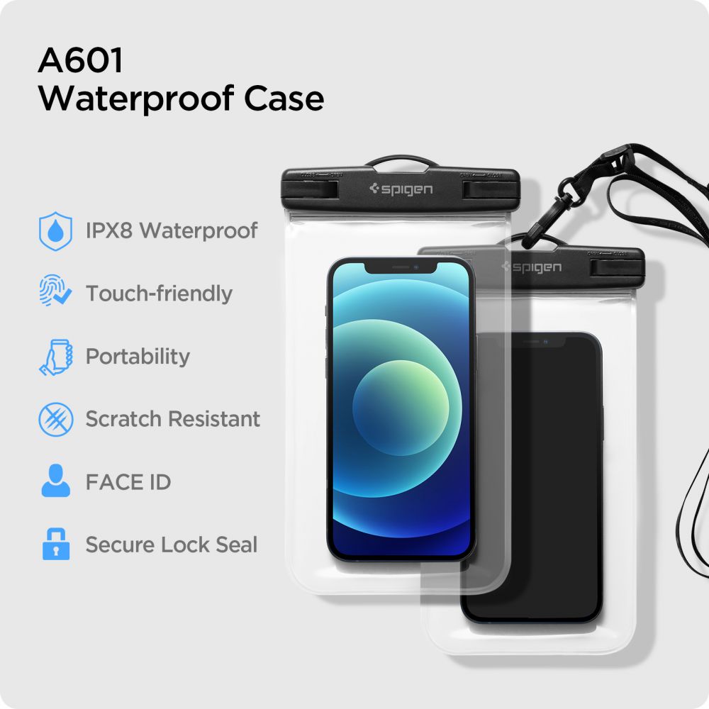 Futrola Univerzalna Waterproof za Telefon max. 3.5inch - 7inch, Spigen, A601, Set 2 komada, Transparentna AMP03098