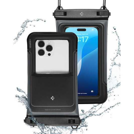 Univerzalna Vodootporna Futrola za Telefon max. 6.9inch, Spigen, A611P, Set 2 komada, Mat Crna ACS09348