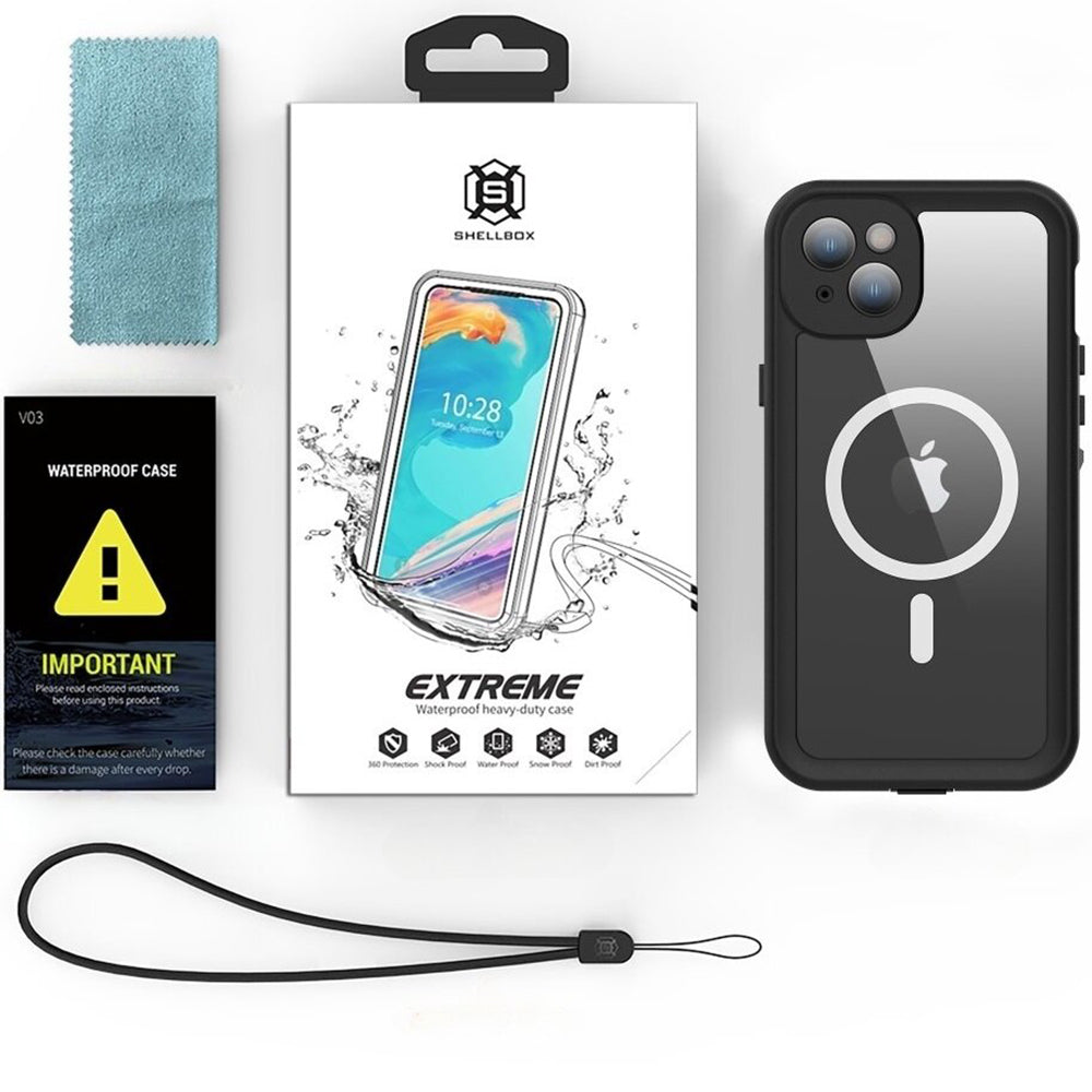 Vodootporna MagSafe futrola za Apple iPhone 15 Plus, ShellBox, Crna