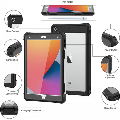 Vodootporna futrola za Apple iPad 10.2 (2021) / 10.2 (2020) / 10.2 (2019), ShellBox, Crna