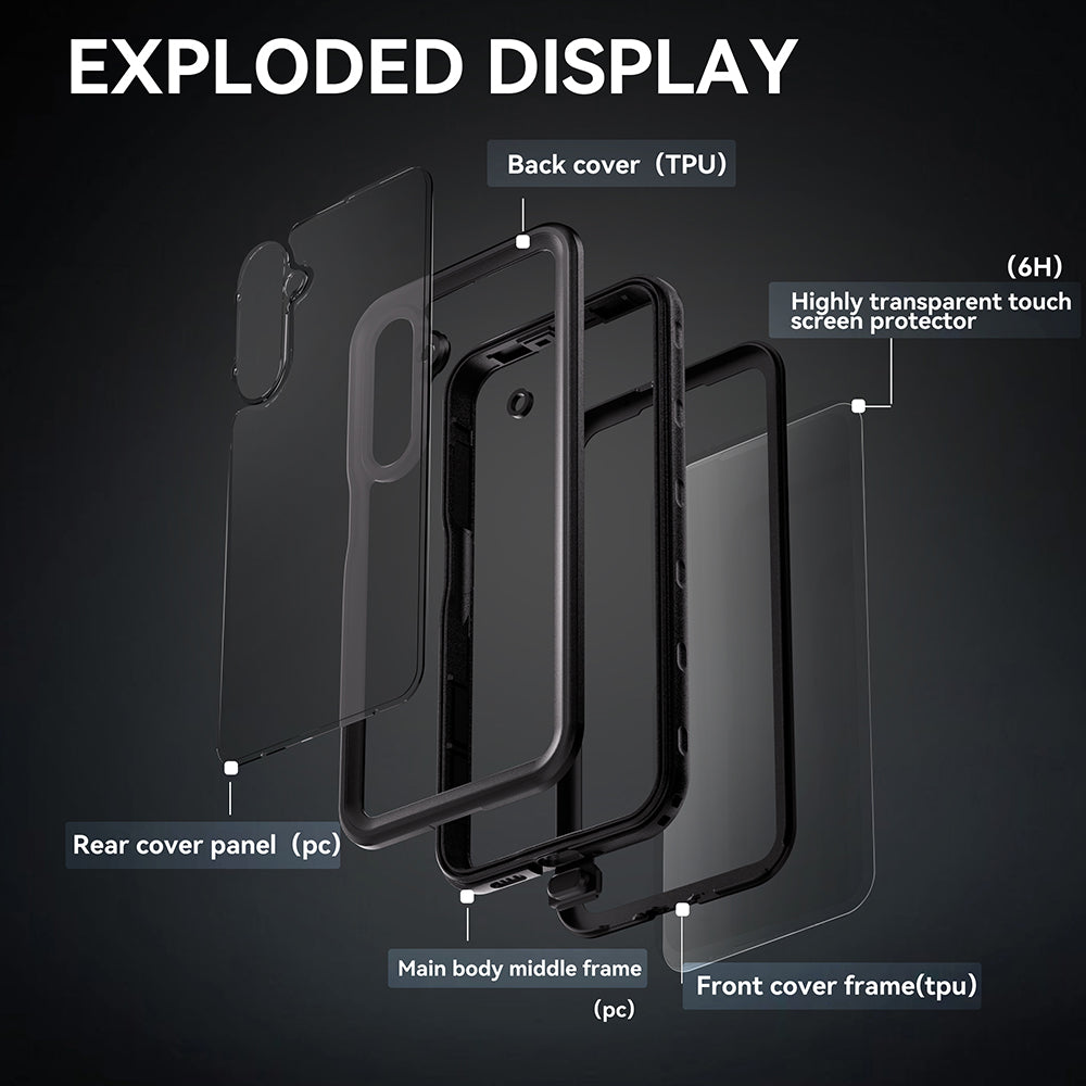 Vodootporna futrola za Samsung Galaxy A16 5G A166 / A16 4G A165, ShellBox, Crna