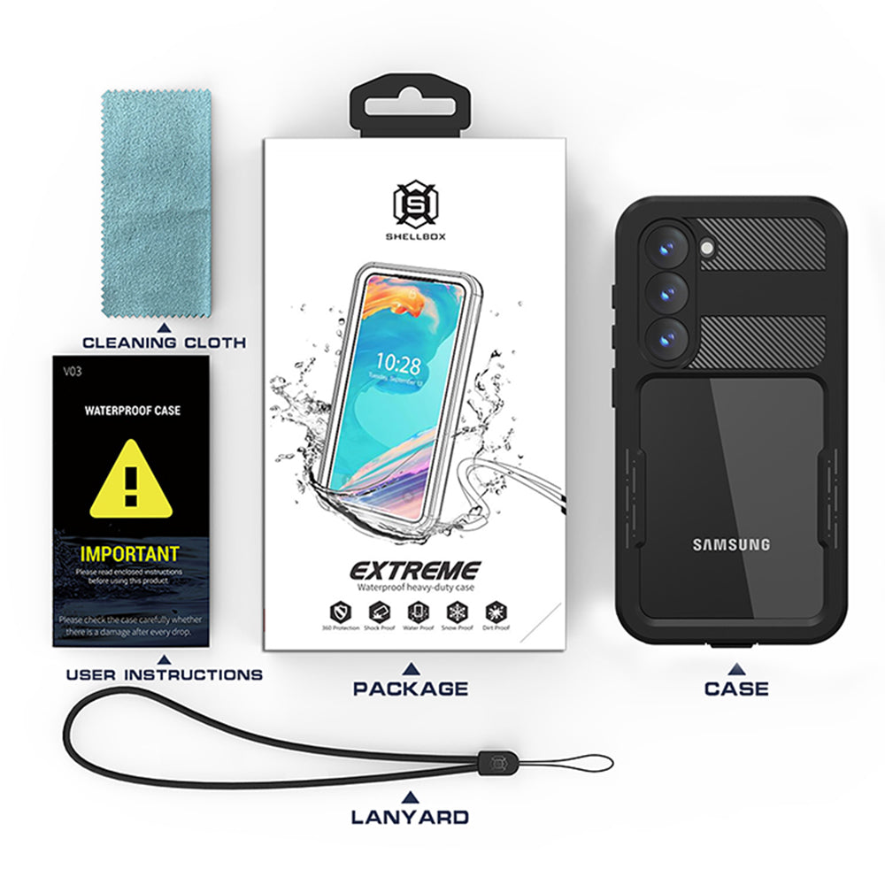Vodootporna futrola za Samsung Galaxy S23 S911, ShellBox, Crna