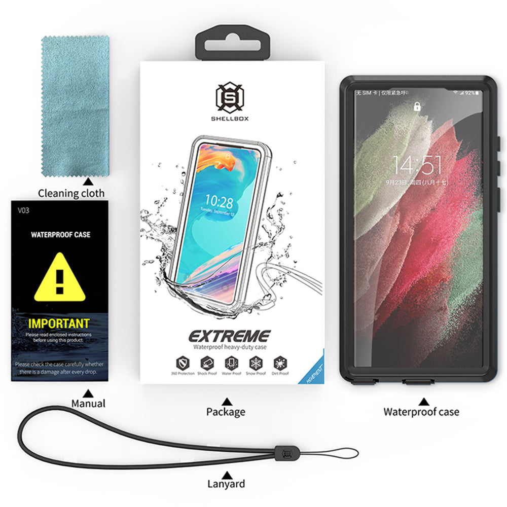 Vodootporna futrola za Samsung Galaxy S23 Ultra S918, ShellBox, Crna