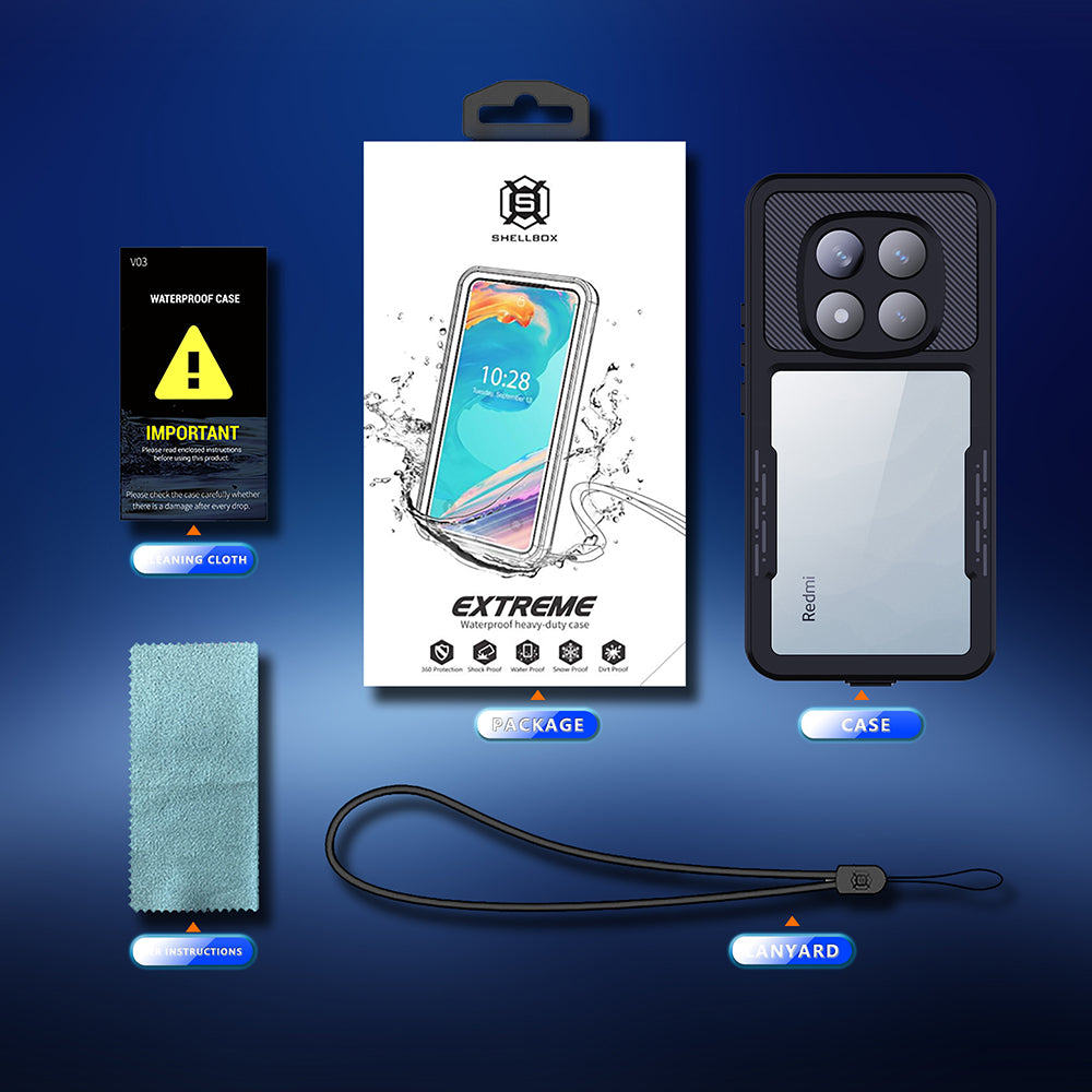 Vodootporna futrola za Xiaomi Poco X7 / Redmi Note 14 Pro 5G, ShellBox, Crna