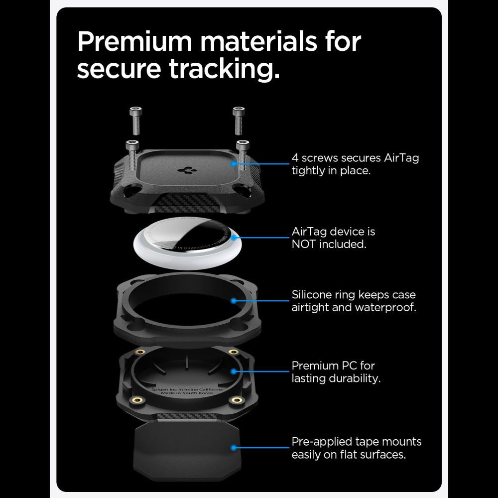 Futrola Waterproof Spigen Tough Armor za Apple AirTag, Crna ACS09781