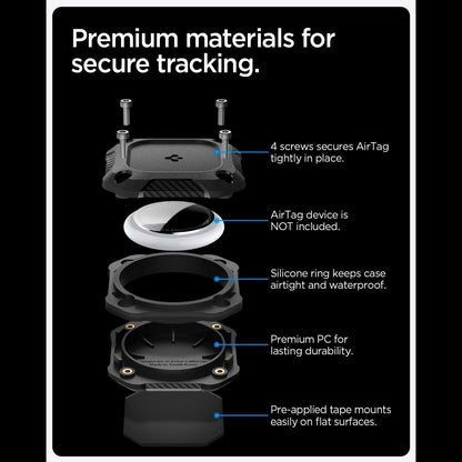 Futrola Waterproof Spigen Tough Armor za Apple AirTag, Crna ACS09781