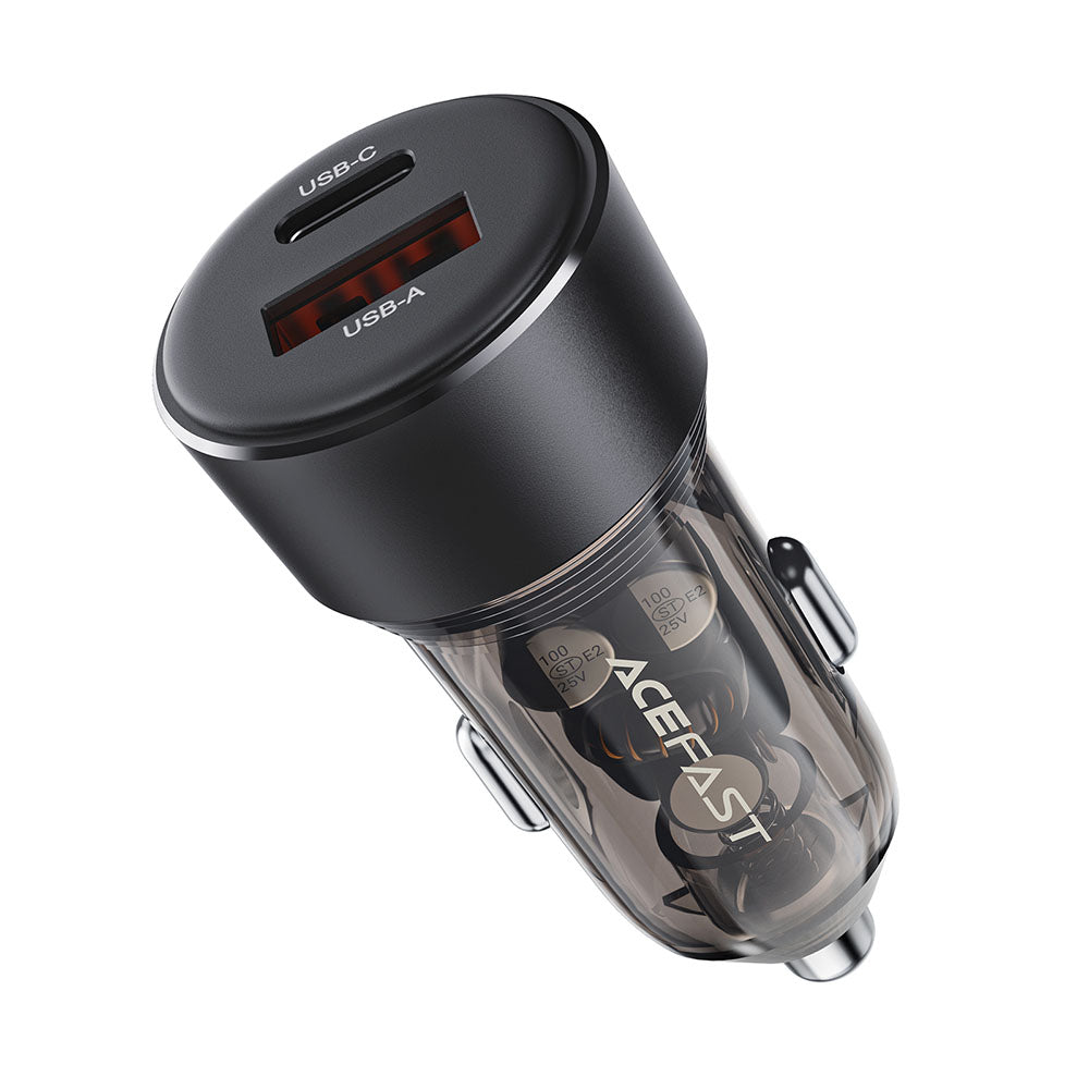 Auto punjač Acefast B12, 60W, 3A, 1 x USB-A - 1 x USB-C, Crni