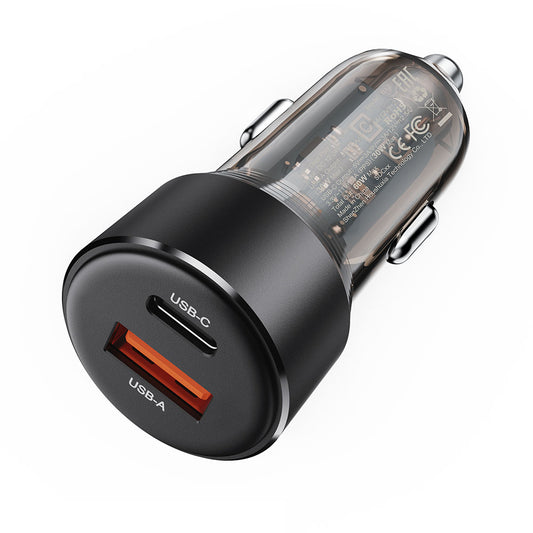 Auto punjač Acefast B12, 60W, 3A, 1 x USB-A - 1 x USB-C, Crni