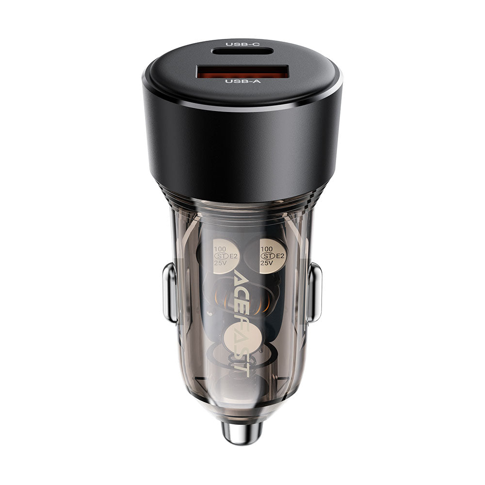 Auto punjač Acefast B12, 60W, 3A, 1 x USB-A - 1 x USB-C, Crni