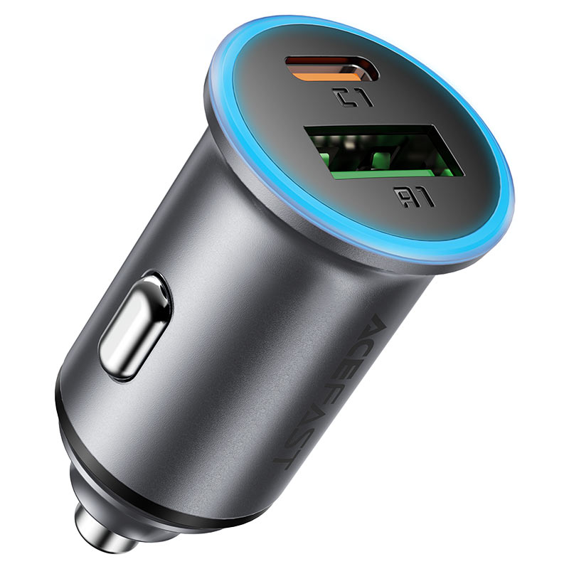 Auto punjač Acefast B15, 65W, 3.25A, 1 X USB-A - 1 x USB-C, Sivi