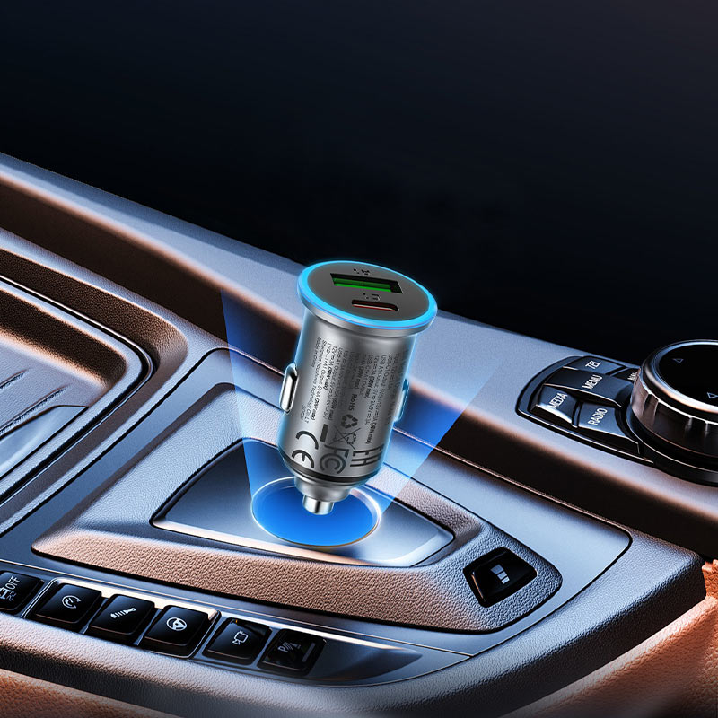 Auto punjač Acefast B15, 65W, 3.25A, 1 X USB-A - 1 x USB-C, Sivi