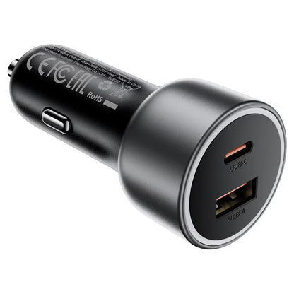 Auto punjač Acefast B21, 75W, 3A, 1 x USB-A - 1 x USB-C, Siva