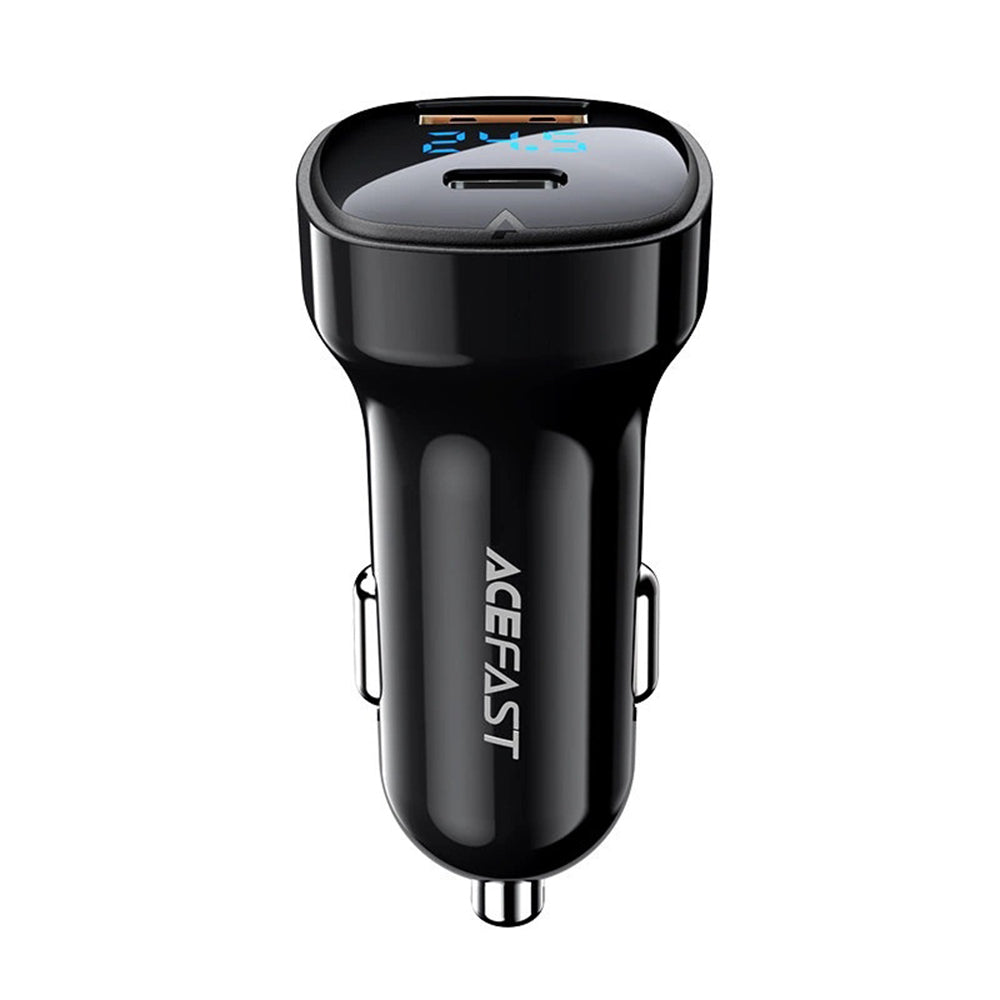 Auto punjač Acefast B4, 66W, 3A, 1 x USB-A - 1 x USB-C, Crni