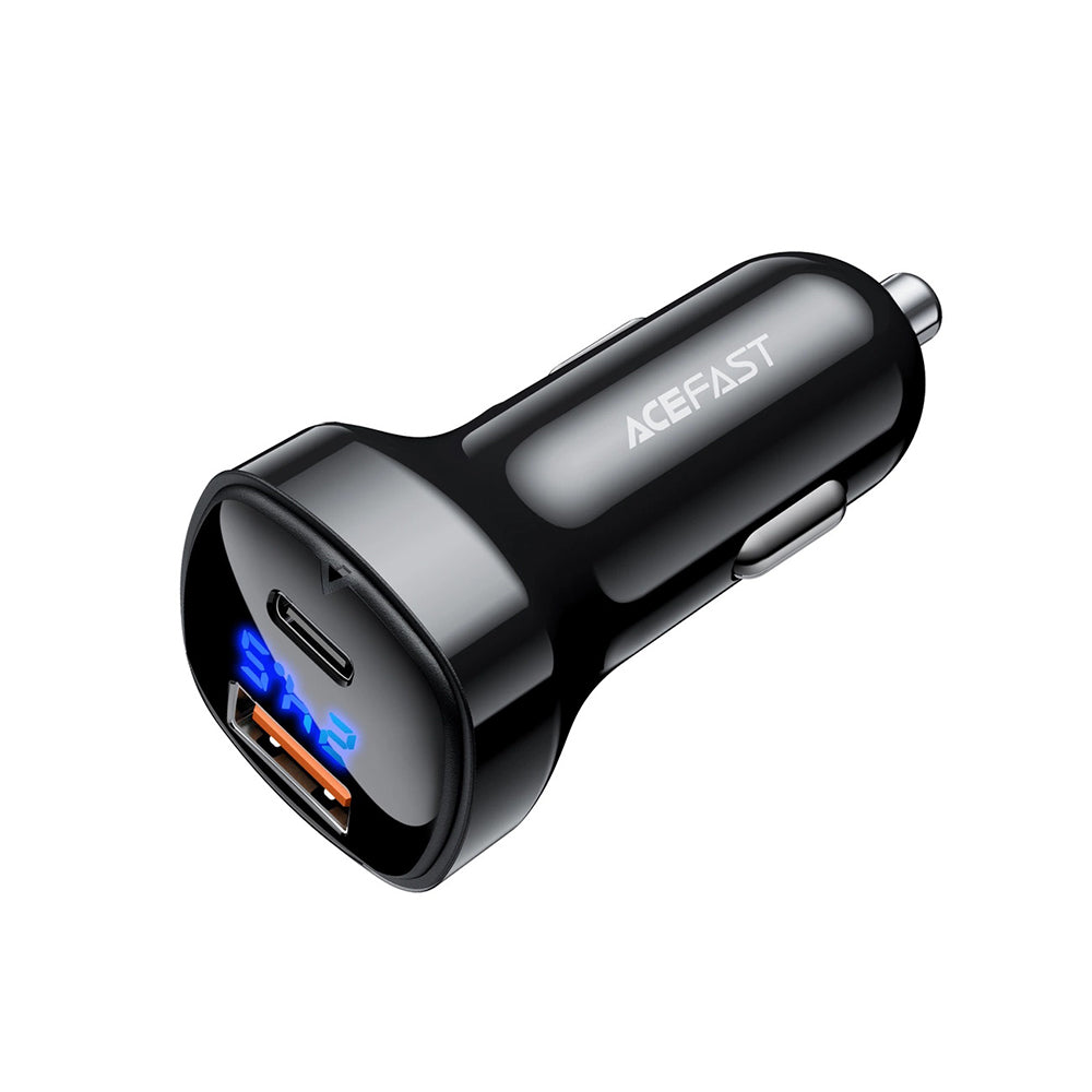 Auto punjač Acefast B4, 66W, 3A, 1 x USB-A - 1 x USB-C, Crni