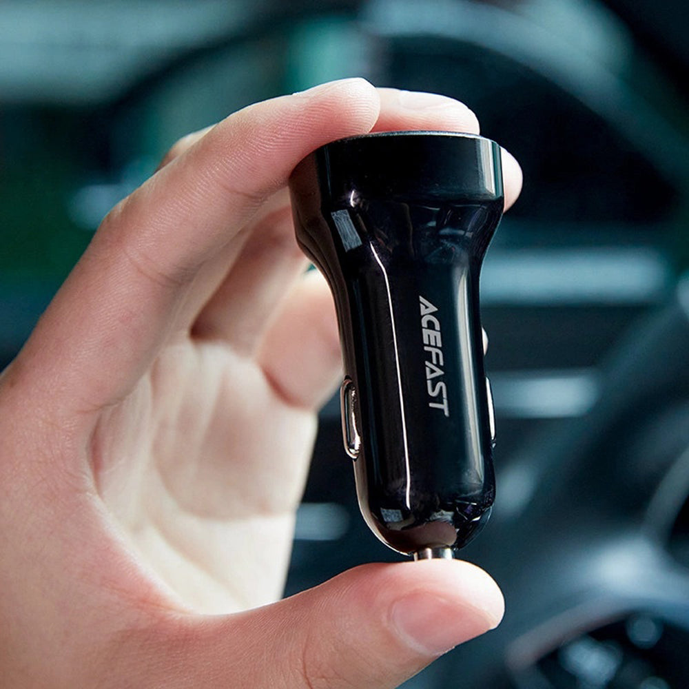 Auto punjač Acefast B4, 66W, 3A, 1 x USB-A - 1 x USB-C, Crni