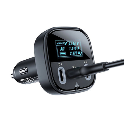 Auto punjač Acefast B5 Display, 101W, 5A, 1 x USB-A - 2 x USB-C, Crni