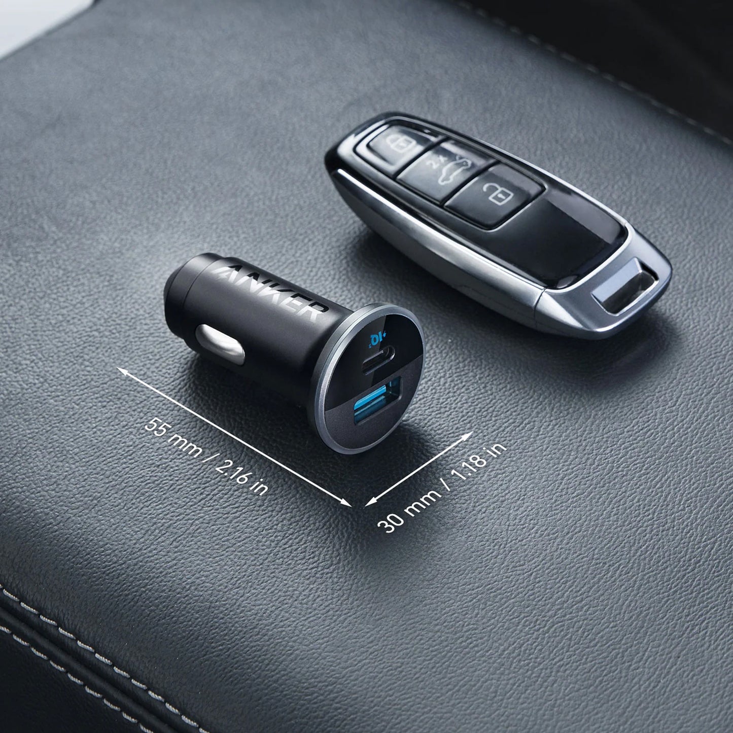 Auto punjač Anker 323, 52.5W, 3A, 1 x USB-A - 1 x USB-C, Crni A2735G11