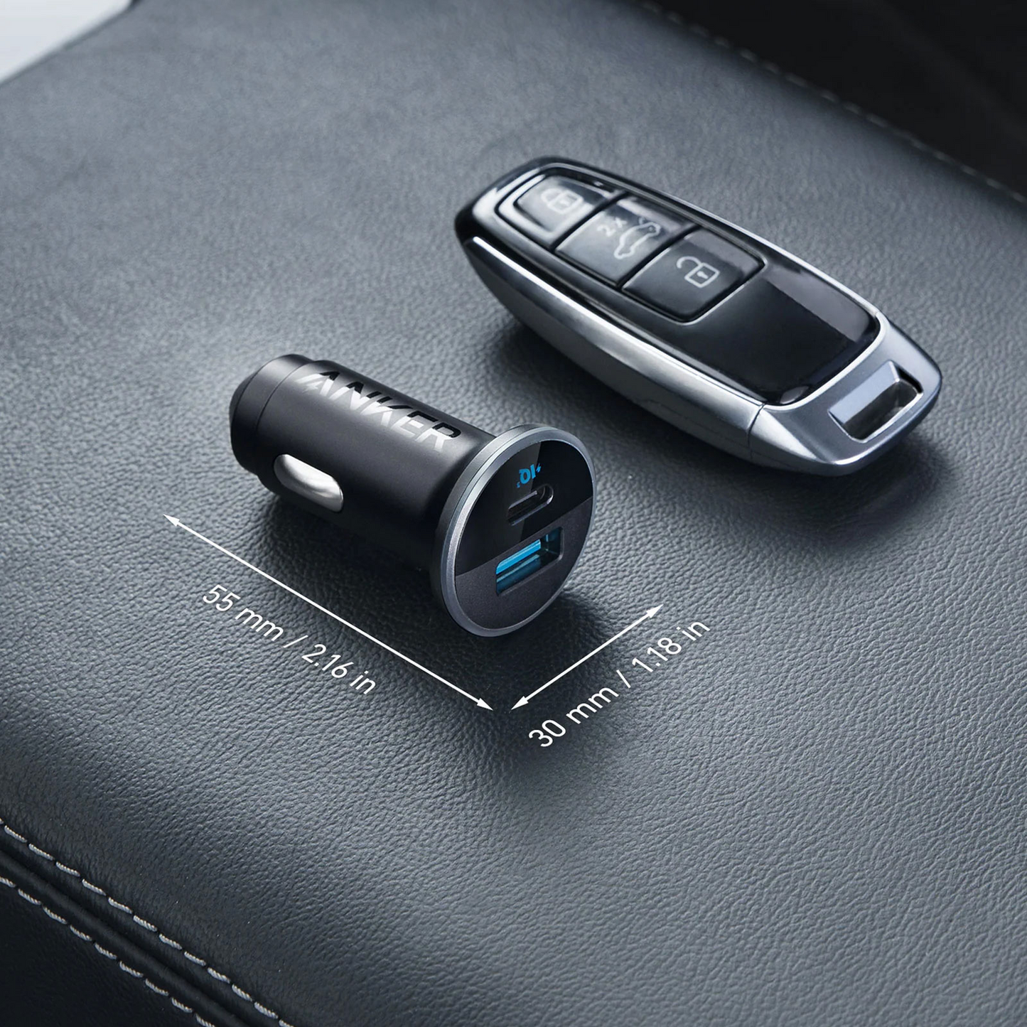 Auto punjač Anker 323, 52.5W, 3A, 1 x USB-A - 1 x USB-C, Crni, Obnovljen A2735G11