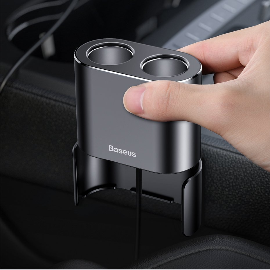 Car Charger Baseus High Efficiency, 95W, 2.1A, 2 x Cigarette Lighter Extension - 2 x USB-A, Grey CRDYQ-01 CRDYQ-01 