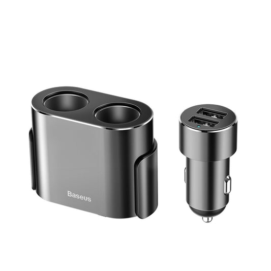 Car Charger Baseus High Efficiency, 95W, 2.1A, 2 x Cigarette Lighter Extension - 2 x USB-A, Grey CRDYQ-01 CRDYQ-01 
