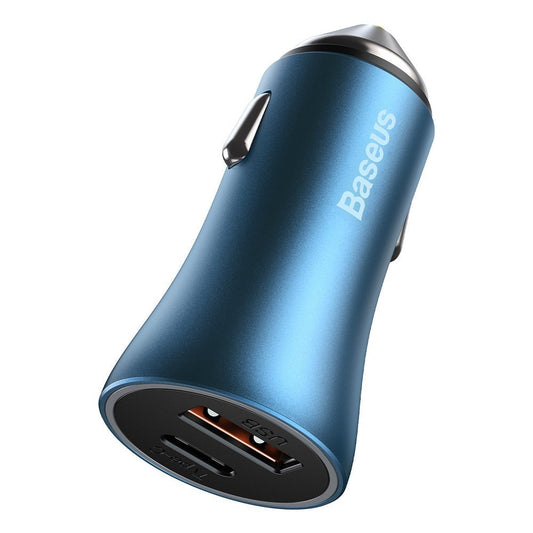 Car Charger Baseus Golden Contactor Pro, 40W, 3A, 1 x USB-A - 1 x USB-C, Blue CCJD-03 