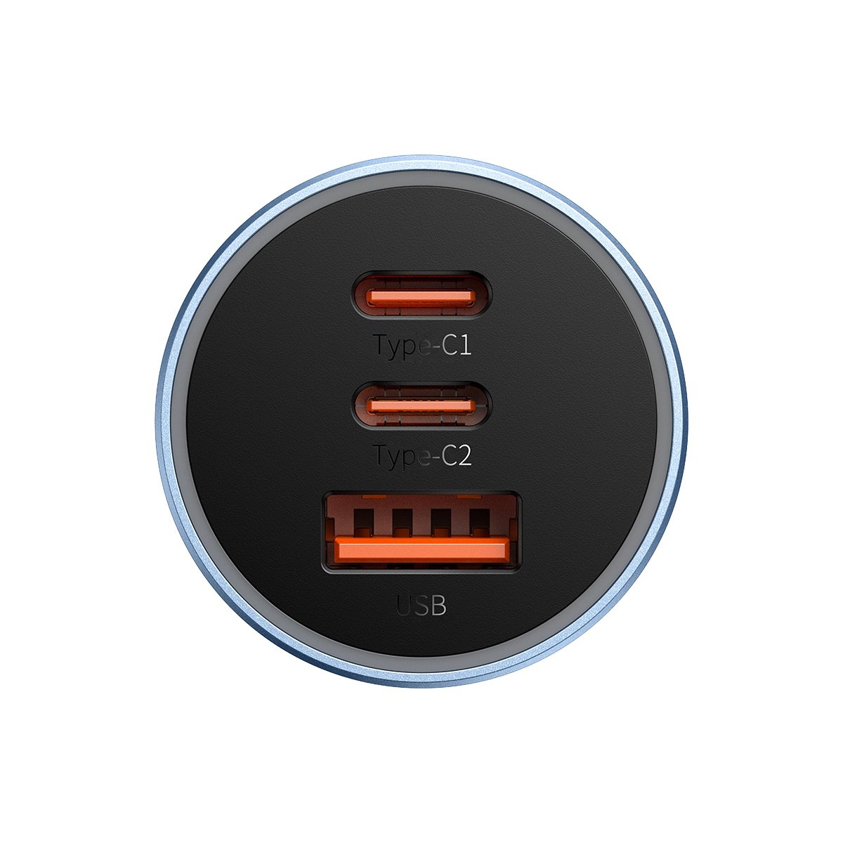 Auto punjač Baseus Golden Contactor Pro, 65W, 3A, 1 x USB-A - 2 x USB-C, Plavi CGJP010003