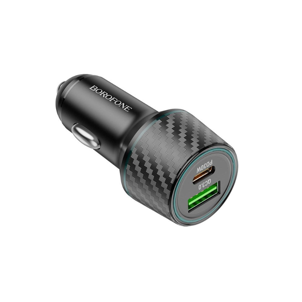 Auto punjač Borofone BZ21 Brilliant, 48W, 3A, 1 x USB-A - 1 x USB-C, Crni