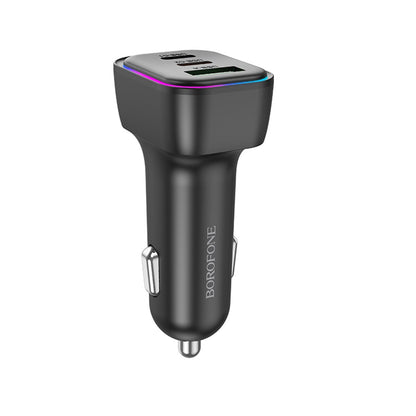 Auto punjač Borofone BZ28C Trophie, 60W, 3A, 1 x USB-A, 2 x USB-C, Crni