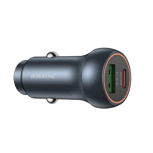 Auto punjač Borofone BZ32B Fresh, 48W, 3A, 1 x USB-A - 1 x USB-C, Sivi