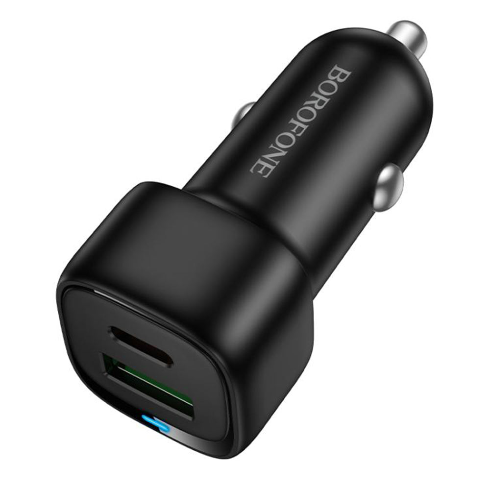 Auto punjač Borofone BZ34B Cloud, 38W, 3A, 1 x USB-A - 1 x USB-C, Crni