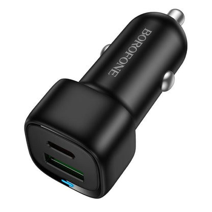 Auto punjač Borofone BZ34B Cloud, 38W, 3A, 1 x USB-A - 1 x USB-C, Crni