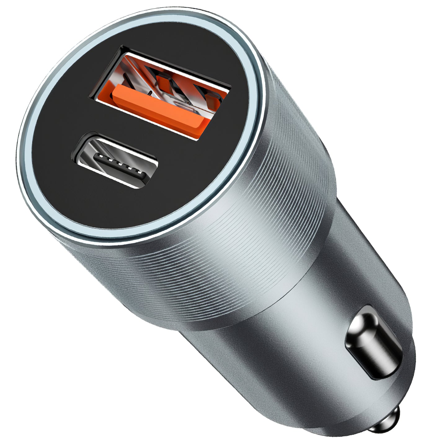 Auto punjač BWOO BO-CC73, 38W, 3A, 1 x USB-A - 1 x USB-C, Srebrni