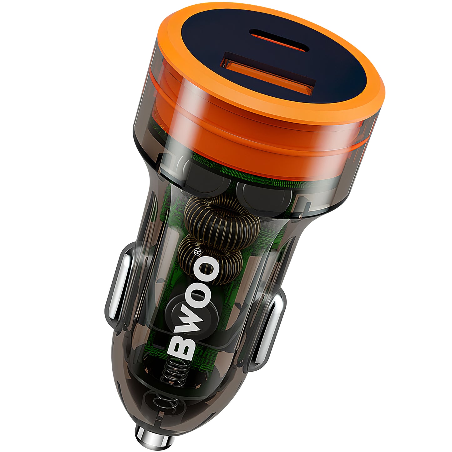 Auto punjač BWOO BO-CC85, 38W, 3A, 1 x USB-A - 1 x USB-C, Crni