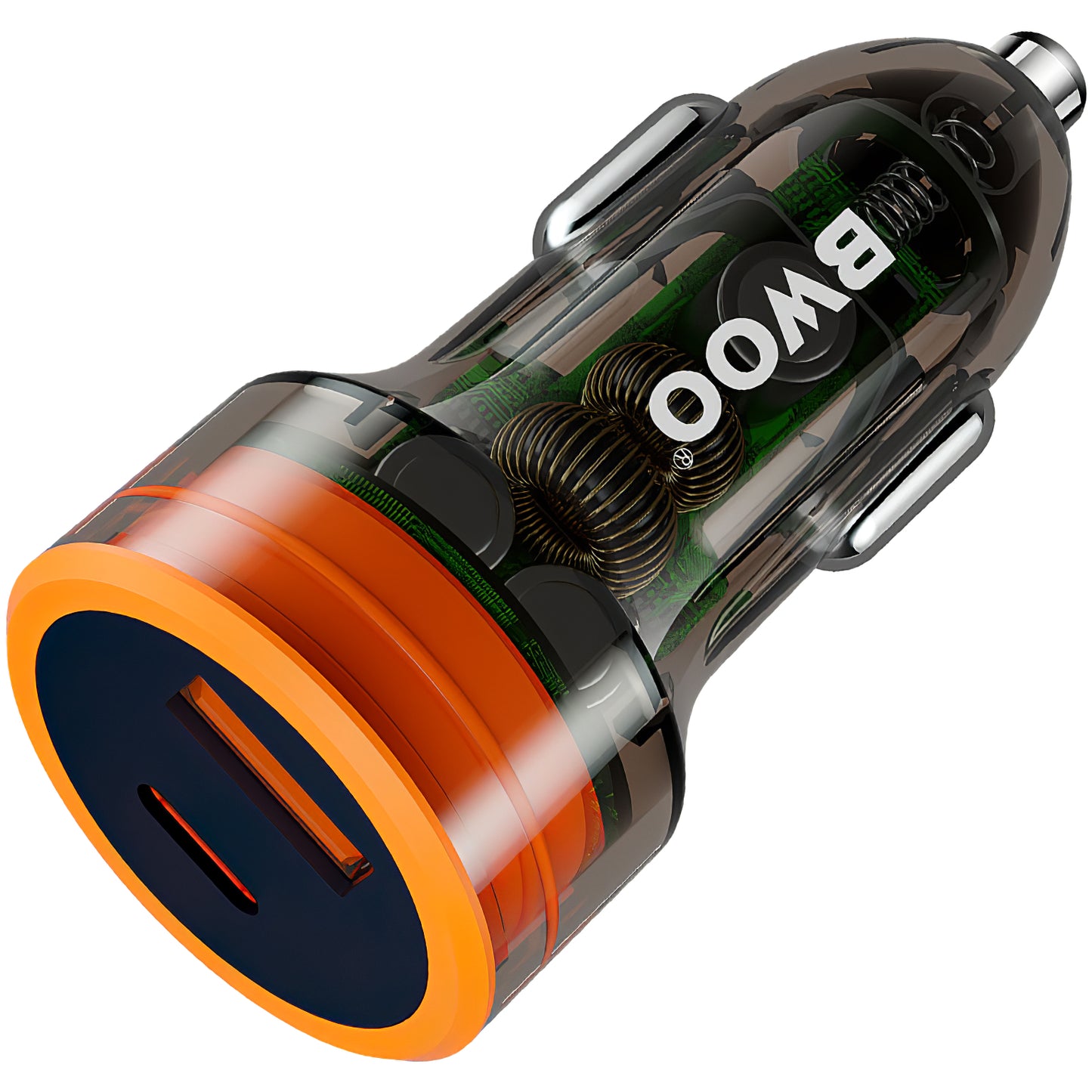 Auto punjač BWOO BO-CC85, 38W, 3A, 1 x USB-A - 1 x USB-C, Crni