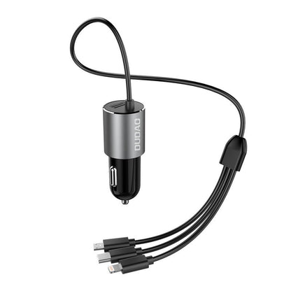 Auto punjač sa kablom Lightning / microUSB / USB-C Dudao R5ProN, 17W, 3.4A, 1 x USB-A, Crna