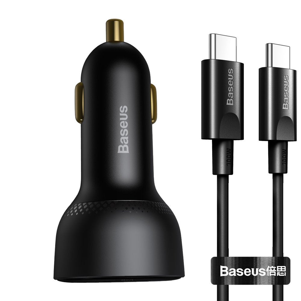 Auto punjač sa USB-C kablom Baseus Superme, 100W, 5A, 1 x USB-A - 1 x USB-C, Crni TZCCZX-01