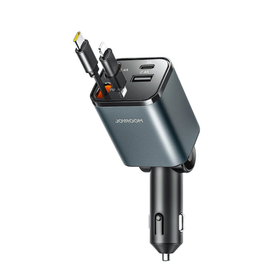 Auto punjač sa USB-C / Lightning kablom Joyroom JR-CCL05, 30W, 3A, 1 x USB-A - 1 x USB-C, Sivi