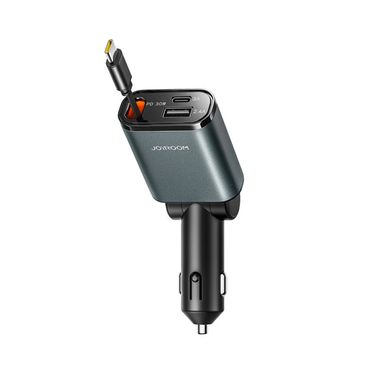 Auto punjač sa USB-C kablom Joyroom JR-CCL07, 30W, 3A, 1 x USB-A - 1 x USB-C, Sivi