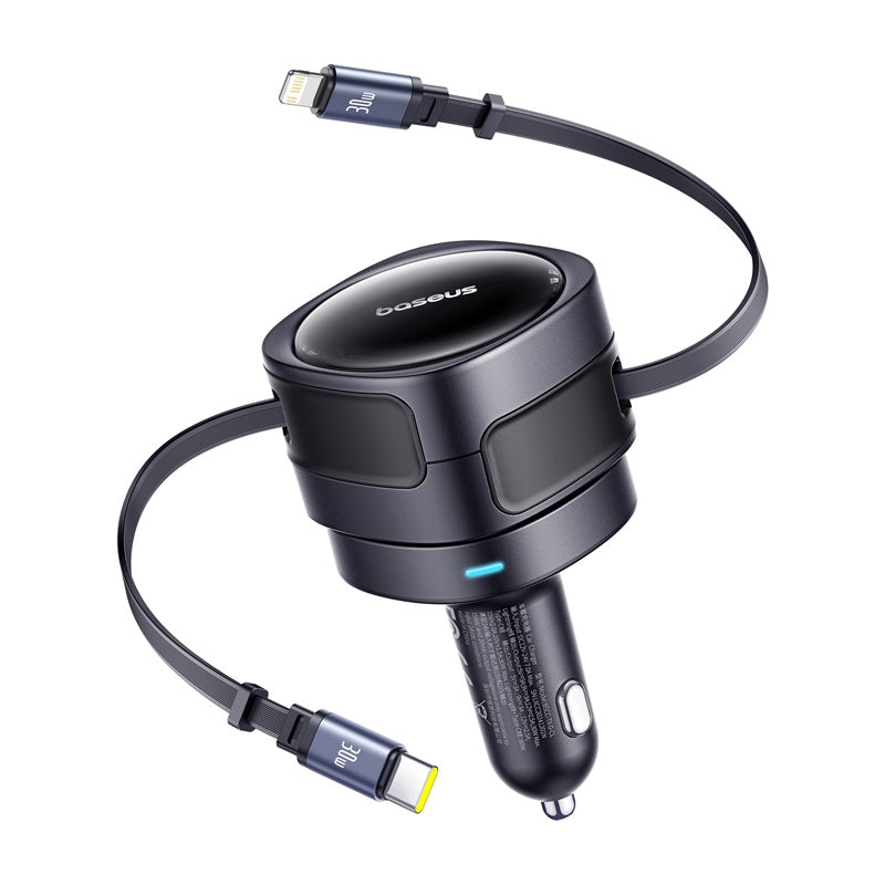 Auto punjač sa USB-C / Lightning kablom Baseus Enjoyment Max, 60W, 3A, Crni C00035507121-00