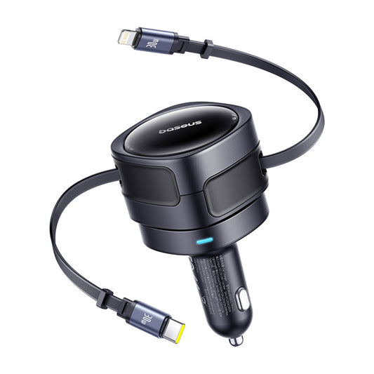 Auto punjač sa USB-C / Lightning kablom Baseus Enjoyment Max, 60W, 3A, Crni C00035507121-00