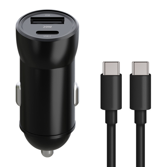Auto punjač sa USB-C kablom MaXlife MXCC-04, 20W, 3A, 1 x USB-A - 1 x USB-C, Crni
