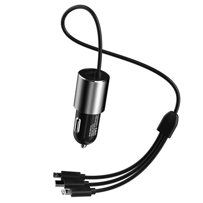 Auto punjač sa kablom Lightning / microUSB / USB-C Dudao R5ProN, 17W, 3.4A, 1 x USB-A, Crna