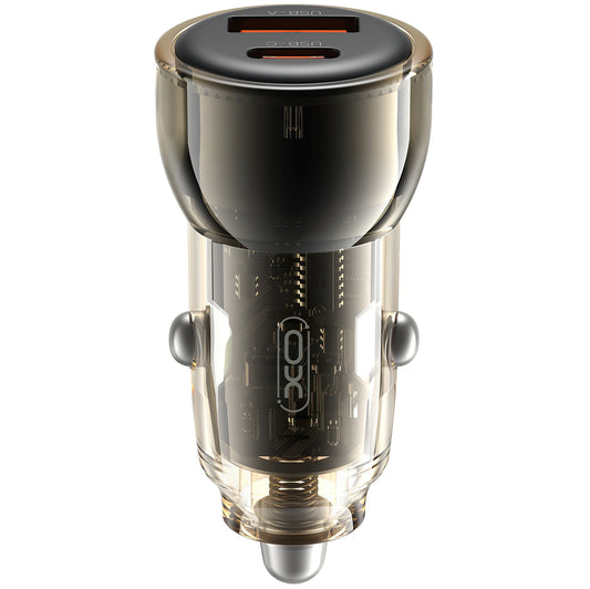 Auto punjač sa USB-C kablom XO Design CC60, 60W, 3A, 1 x USB-A - 1 x USB-C, Crni