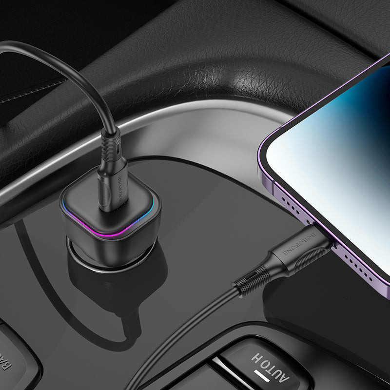 Auto punjač s Lightning kabelom Borofone BZ28 Trophie, 30W, 3A, 1 x USB-C, crni