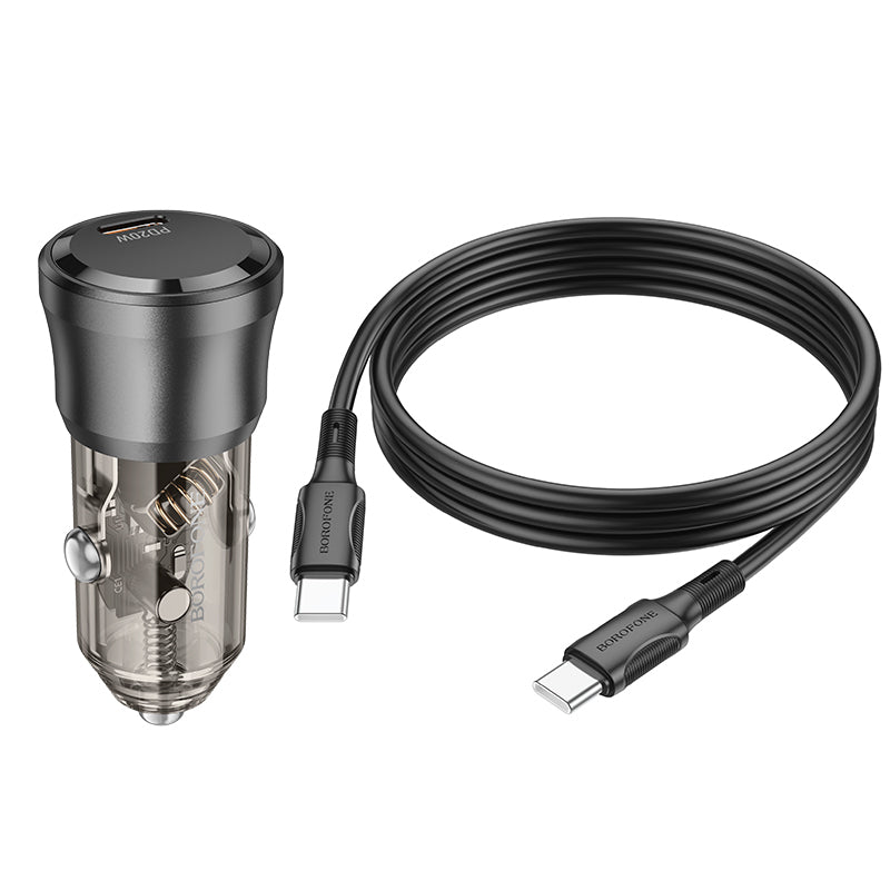 Auto punjač s USB-C kabelom Borofone BZ24 Clever, 20W, 3A, 1 x USB-C, crni