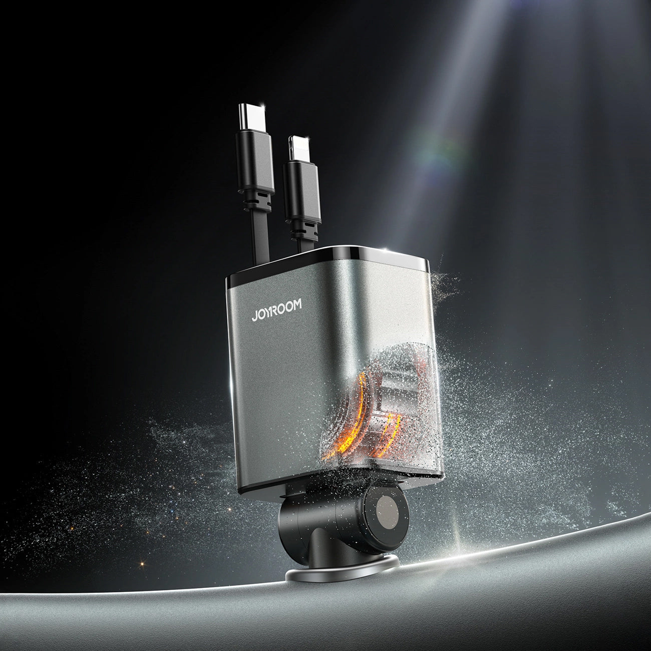 Auto punjač sa USB-C / Lightning kablom Joyroom JR-CCL05, 30W, 3A, 1 x USB-A - 1 x USB-C, Sivi