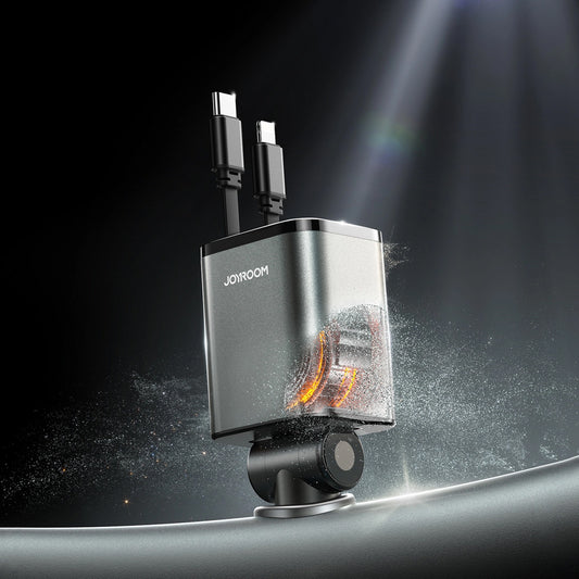 Auto punjač sa USB-C / Lightning kablom Joyroom JR-CCL05, 30W, 3A, 1 x USB-A - 1 x USB-C, Sivi